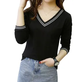 Simple Striped V-Neck