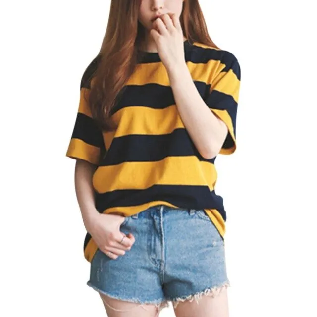 Striped Tops Neck T-Shirt