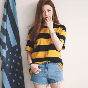 Striped Tops Neck T-Shirt
