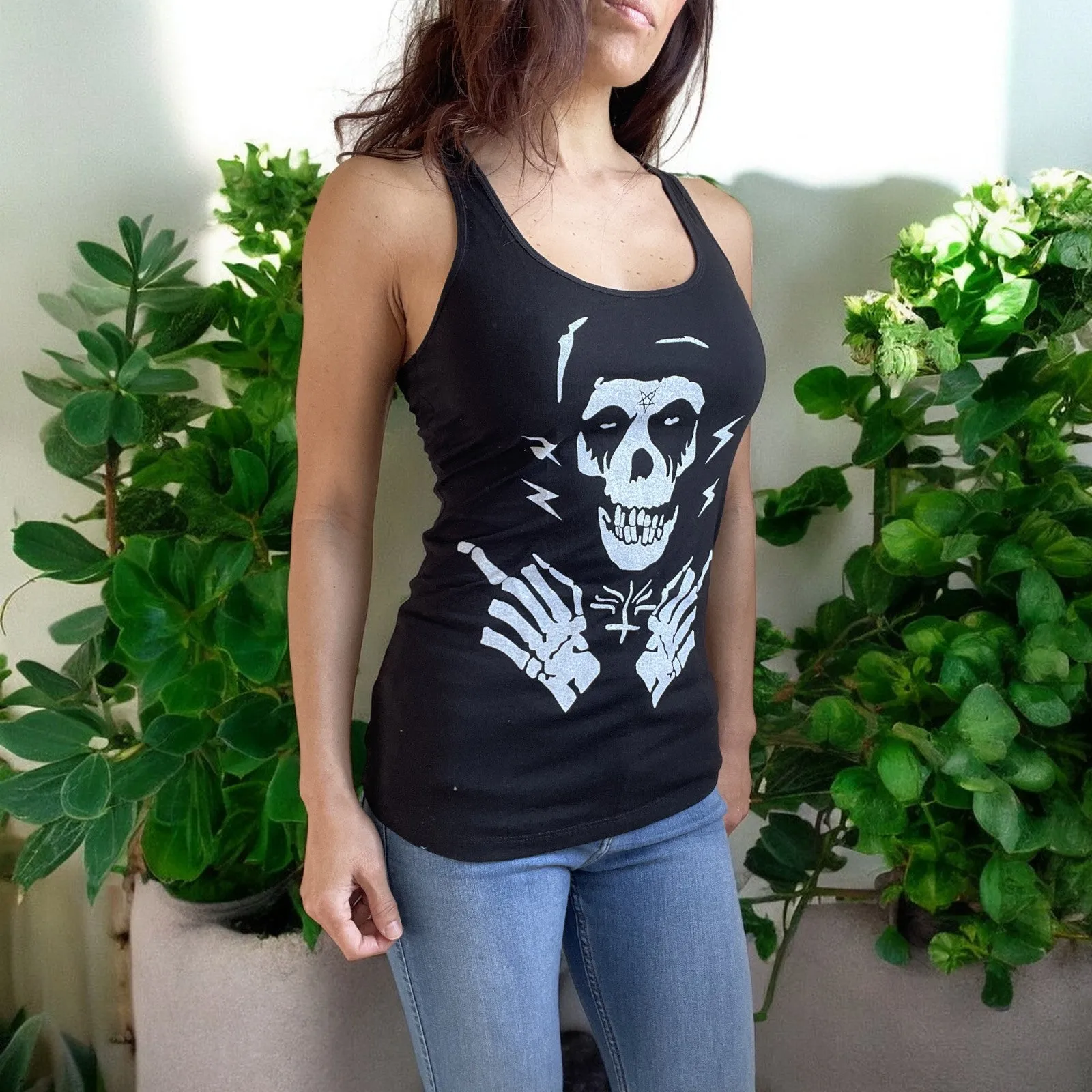 Too Fast Punk Rock Metal Goth Crimson Ghost Black Racerback Tank Top