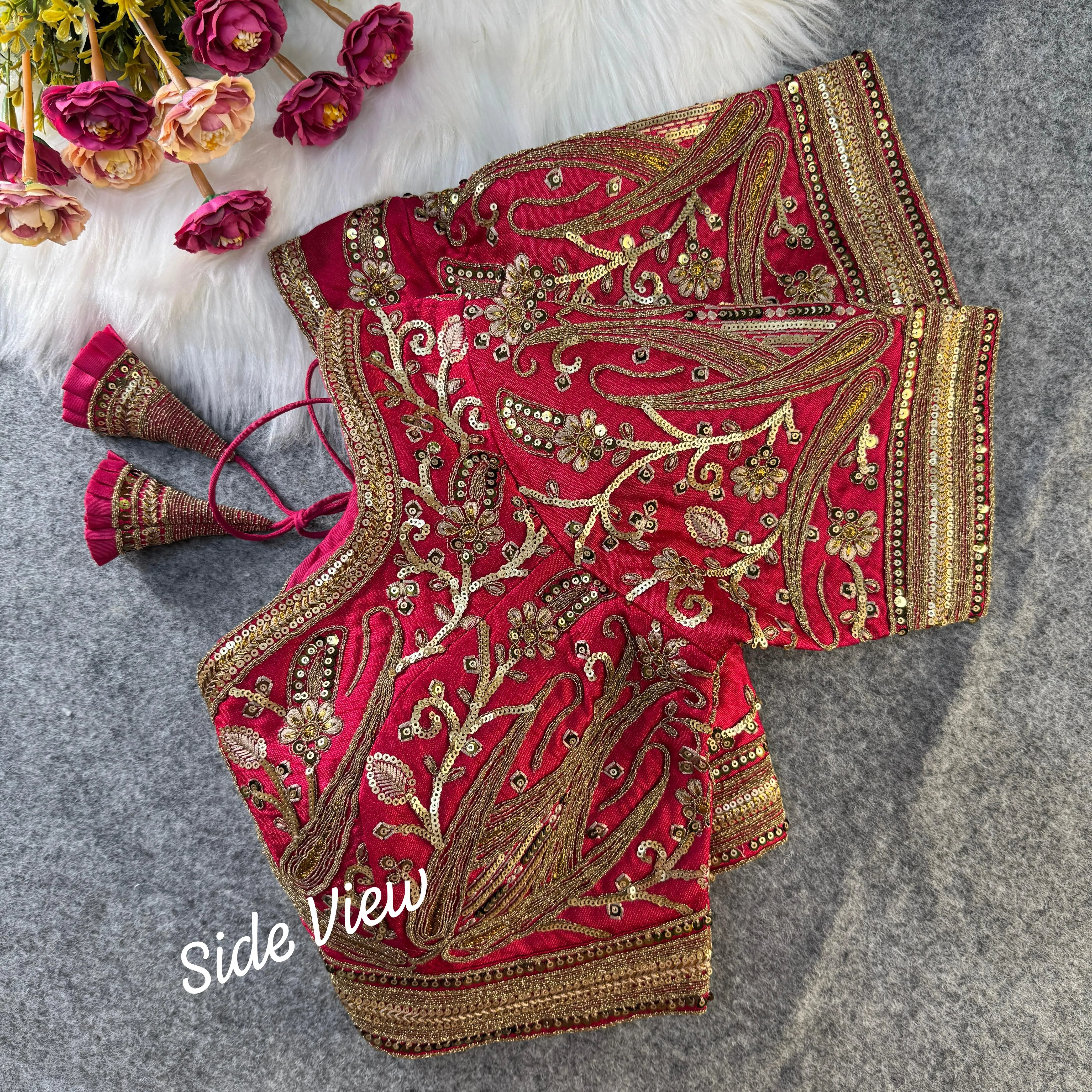 Women's Designer Partywear Sabyasachi Heavy Pure Soft Italian Slub Silk With Tricot Fuising Readymade Blouse